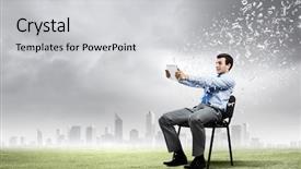  Presentation with christian templar knight looking - Beautiful PPT layouts featuring emotional connection - young handsome businessman looking backdrop and a  colored foreground