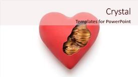  Presentation with cost - PPT theme having emotional cost - red heart with golden coins background and a lemonade colored foreground