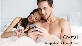  Presentation with bed - Amazing PPT theme having emotional crisis - beautiful young couple laying backdrop and a lemonade colored foreground