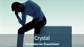  Presentation with emotional crisis - Colorful presentation design enhanced with emotional crisis - sad businessman backdrop and a ocean colored foreground