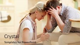  Presentation with emotional crisis - Beautiful slide deck featuring emotional crisis - young woman supporting her worried backdrop and a coral colored foreground