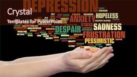  Presentation with anxiety disorder - Amazing PPT theme having emotional disorder abstract word cloud backdrop and a wine colored foreground