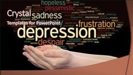  Presentation with anxiety disorder - Slides consisting of emotional disorder abstract word cloud background and a  colored foreground