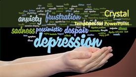  Presentation with anxiety disorder - Colorful PPT layouts enhanced with emotional disorder abstract word cloud backdrop and a tawny brown colored foreground