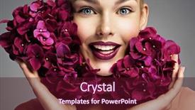  Presentation with makeup - Colorful PPT layouts enhanced with emotional girl with purple fowers backdrop and a  colored foreground