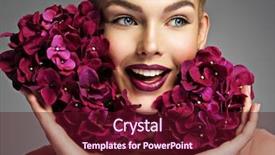  Presentation with wind energy close up portrait - Cool new slides with emotional girl with purple fowers backdrop and a  colored foreground