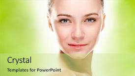  Presentation with floral border over white - Amazing slide deck having emotional health - beautiful woman isolated over white backdrop and a soft green colored foreground