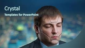  Presentation with emotional intelligence - PPT theme enhanced with emotional intelligence - businessman head with cracks background and a ocean colored foreground