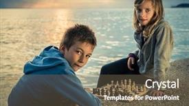  Presentation with children playing - Slide set consisting of emotional intelligence - cute children playing chess background and a tawny brown colored foreground