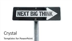  Presentation with think - Colorful presentation theme enhanced with emotional intelligence - next big think direction sign backdrop and a white colored foreground