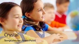  Presentation with classmates - PPT layouts having emotional intelligence - portrait of lovely schoolgirl background and a yellow colored foreground