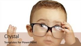  Presentation with kid water glass - Cool new presentation theme with emotional intelligence - portrait of serious kid wearing backdrop and a coral colored foreground