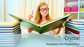  Presentation with teen girl - Presentation enhanced with emotional intelligence - teen girl sitting at table background and a sky blue colored foreground