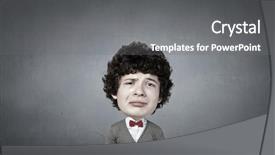  Presentation with glass human head brain - Slide set featuring emotional intelligence - young funny man in glasses background and a gray colored foreground