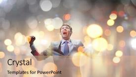  Presentation with emotional intelligence - Audience pleasing slides consisting of emotional intelligence - young handsome businessman with hands backdrop and a lemonade colored foreground