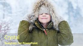  Presentation with snow - Beautiful PPT theme featuring emotional kids - adorable little girl outdoors backdrop and a tawny brown colored foreground
