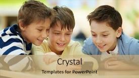  Presentation with surfing - Cool new slide deck with emotional kids - three boys surfing the net backdrop and a coral colored foreground