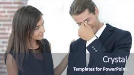  Presentation with team leadership - Presentation theme having emotional leadership - young businessman with tears background and a tawny brown colored foreground