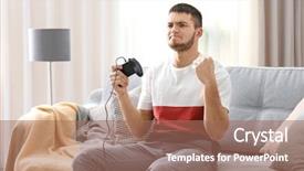  Presentation with cyber - Colorful theme enhanced with emotional man playing video game backdrop and a  colored foreground