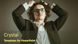  Presentation with horror - Presentation design consisting of emotional-man-with-dark-curly background and a tawny brown colored foreground