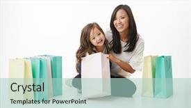  Presentation with dental mother and child - Beautiful PPT theme featuring emotion marketing - image of happy young asian backdrop and a mint green colored foreground