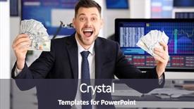  Presentation with trader - Presentation theme featuring young stock exchange trader background and a tawny brown colored foreground