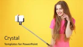  Presentation with young woman diagnosis of sti - Cool new slide set with emotional memory - beautiful young woman taking selfie backdrop and a yellow colored foreground