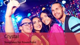  Presentation with party - PPT layouts consisting of emotional memory - young people taking selfie background and a red colored foreground