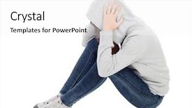  Presentation with sad girl dark - Cool new theme with emotional pain - sad teenager girl with gray backdrop and a white colored foreground