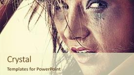  Presentation with violence women - Cool new slide deck with emotional portrait of abused crying backdrop and a cream colored foreground