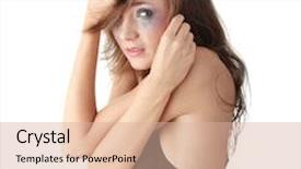  Presentation with violence woman - PPT layouts featuring emotional portrait of abused crying beautiful young caucasian woman in underwear - violence concept background and a coral colored foreground