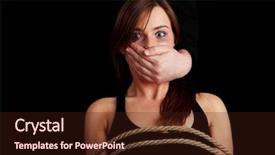  Presentation with violence woman - Amazing theme having emotional portrait of abused woman backdrop and a wine colored foreground