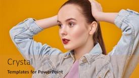  Presentation with youth - Presentation theme featuring emotional-pretty-young-girl background and a gold colored foreground