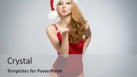  Presentation with christmas girl - PPT theme having emotional santa girl in christmas background and a  colored foreground