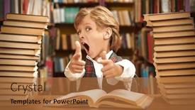  Presentation with children books - PPT theme consisting of emotional-schoolboy-in-neat-uniform background and a red colored foreground