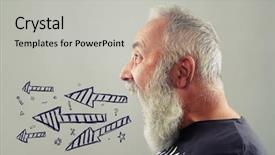  Presentation with man and woman divorce drawing - Cool new PPT layouts with emotional senior man screaming drawed backdrop and a light gray colored foreground