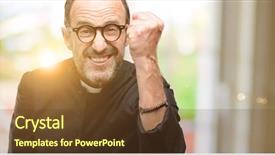  Presentation with religion religion - Amazing PPT theme having emotional spirituality - priest religion man irritated backdrop and a  colored foreground