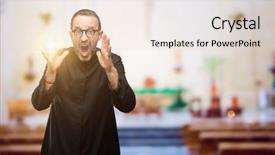  Presentation with man head in hands - Presentation design with emotional spirituality - priest religion man stressful keeping background and a  colored foreground