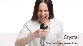  Presentation with angry workers - Presentation consisting of emotional strain - angry woman holding in fist background and a light gray colored foreground