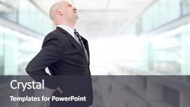  Presentation with kidneys pain or lower back - Slide deck having emotional strain - businessman with strong back pain background and a dark gray colored foreground