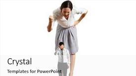  Presentation with tired runner - Audience pleasing presentation design consisting of emotional strain - discontented businesswoman screaming at tired backdrop and a white colored foreground