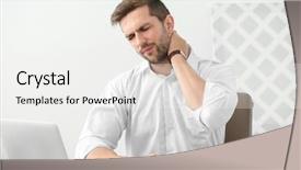  Presentation with handsome - PPT layouts featuring emotional strain - handsome man suffering from neck background and a white colored foreground