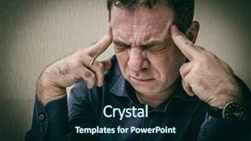  Presentation with old wite man and his music - Presentation theme featuring emotional strain - man with headache background and a wine colored foreground