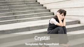  Presentation with sad woman - Slide set consisting of emotional strain - sad business woman feel worried background and a  colored foreground