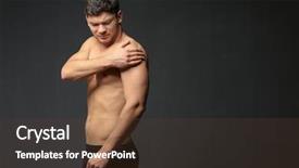  Presentation with shoulder pain - Amazing slide set having emotional strain - young man suffering from pain backdrop and a  colored foreground