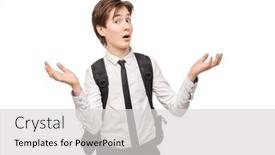  Presentation with teen - PPT layouts enhanced with emotional-teen-boy-in-school background and a light gray colored foreground