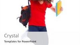  Presentation with teenage girl - Presentation theme with emotional-teenage-girl-with-books background and a white colored foreground