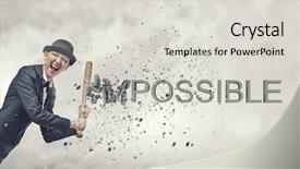  Presentation with emotional intelligence at work - PPT theme having emotional woman crashing word impossible background and a light gray colored foreground