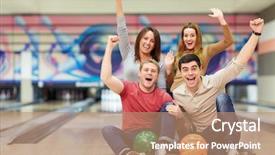  Presentation with bowling - Beautiful slides featuring emotional young people in bowling backdrop and a coral colored foreground