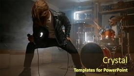  Presentation with rock band - Presentation enhanced with emotionally-excited-rocker-soloist-shaking background and a  colored foreground